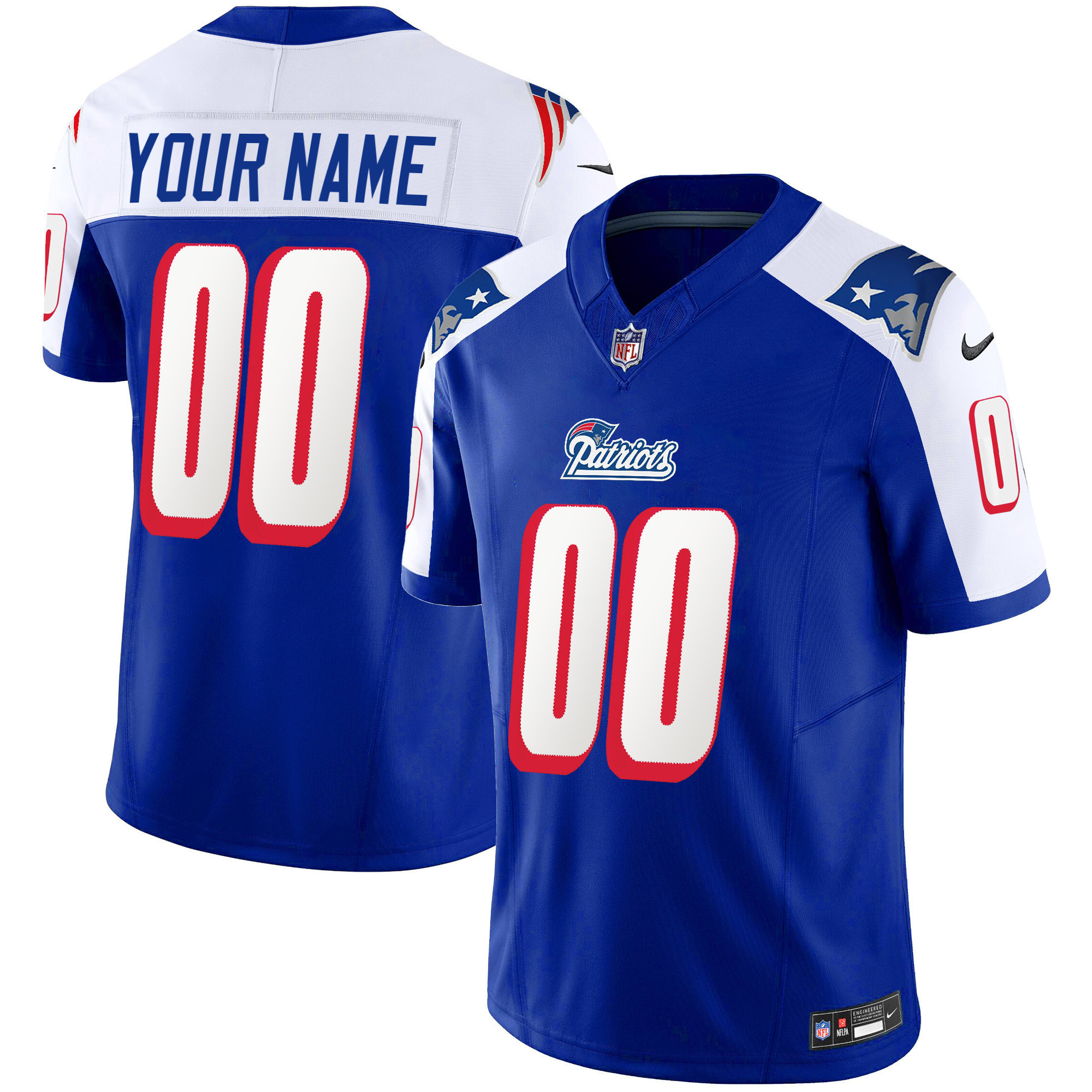 New England Patriots 1996 Throwback Limited Vapor Custom Alternate Jersey - All Stitched 