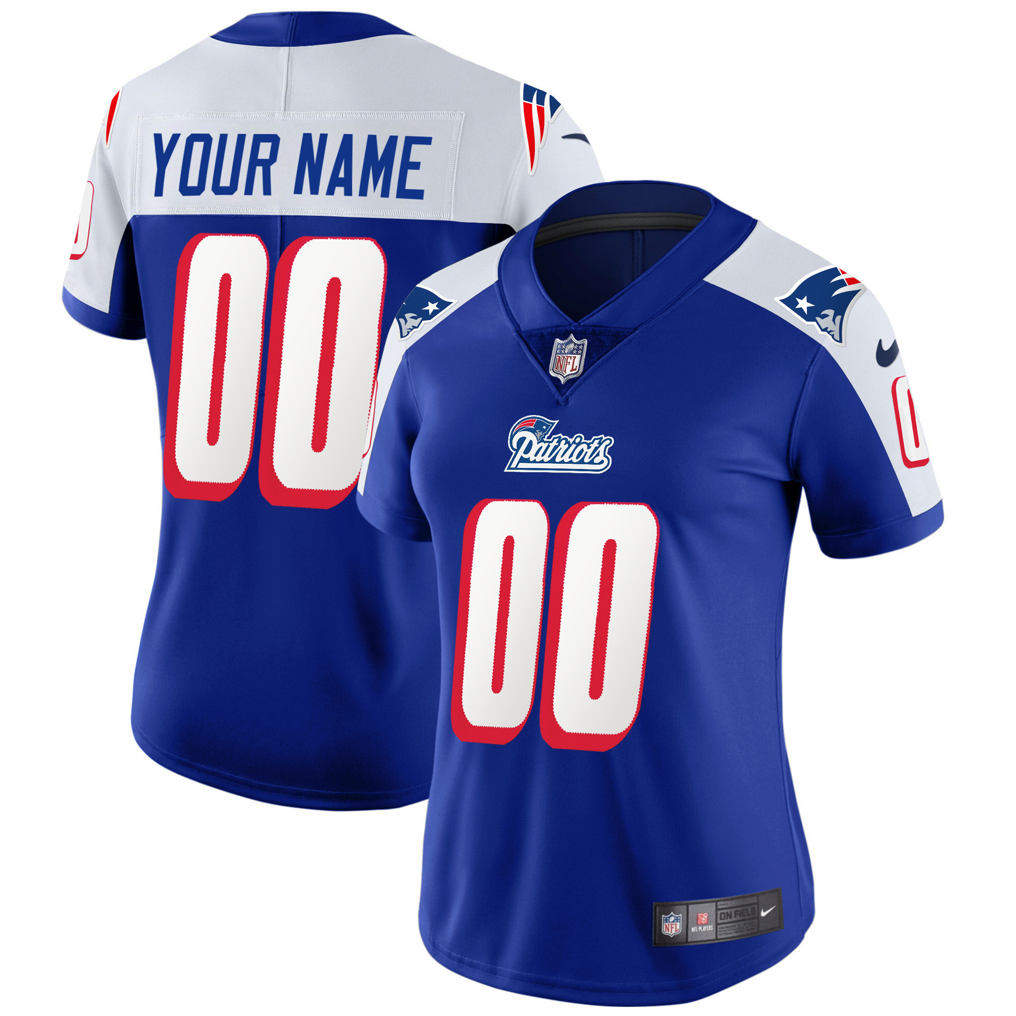 New England Patriots 1996 Throwback Limited Vapor Custom Alternate Jersey - All Stitched 