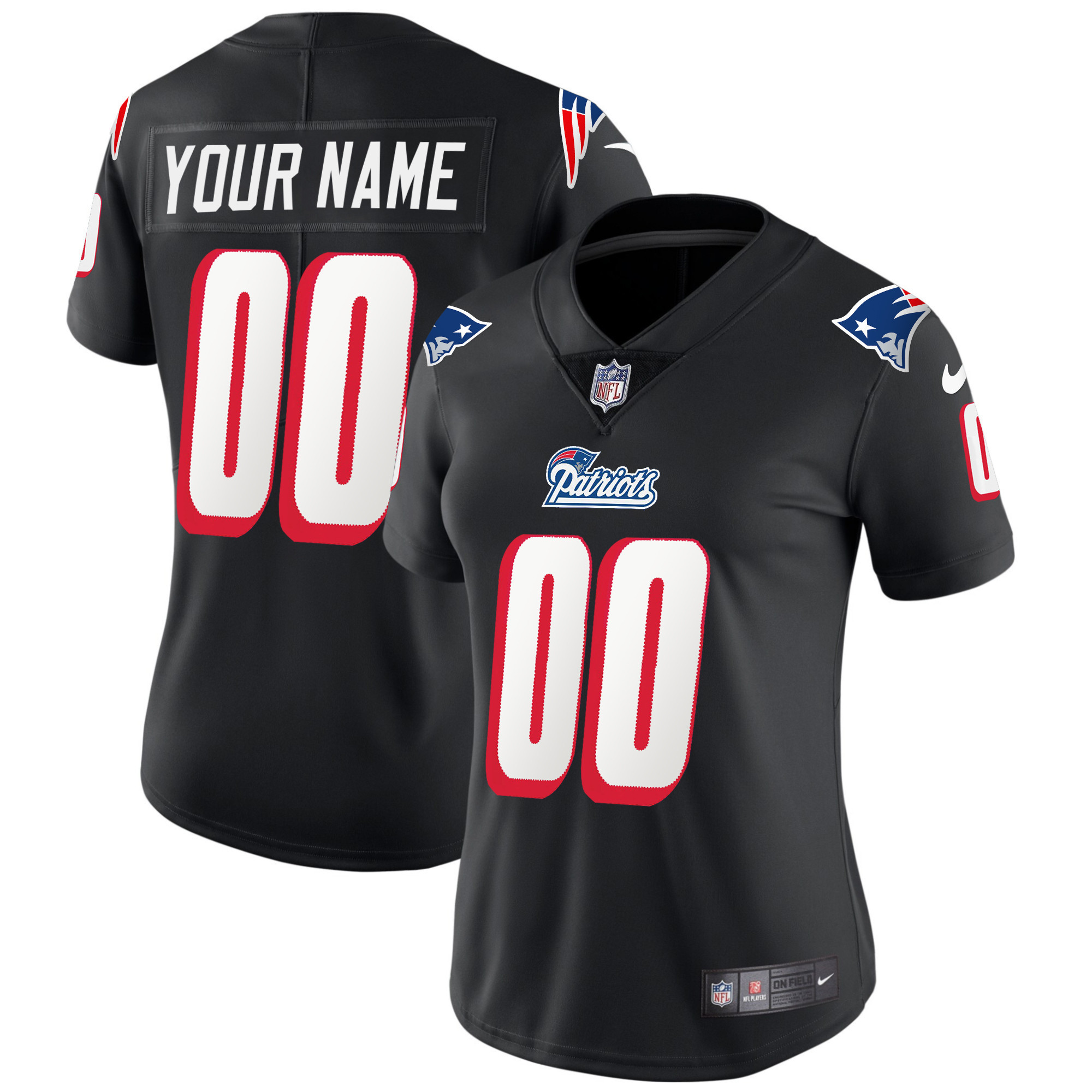 New England Patriots 1996 Throwback Limited Vapor Custom Black Jersey - All Stitched 