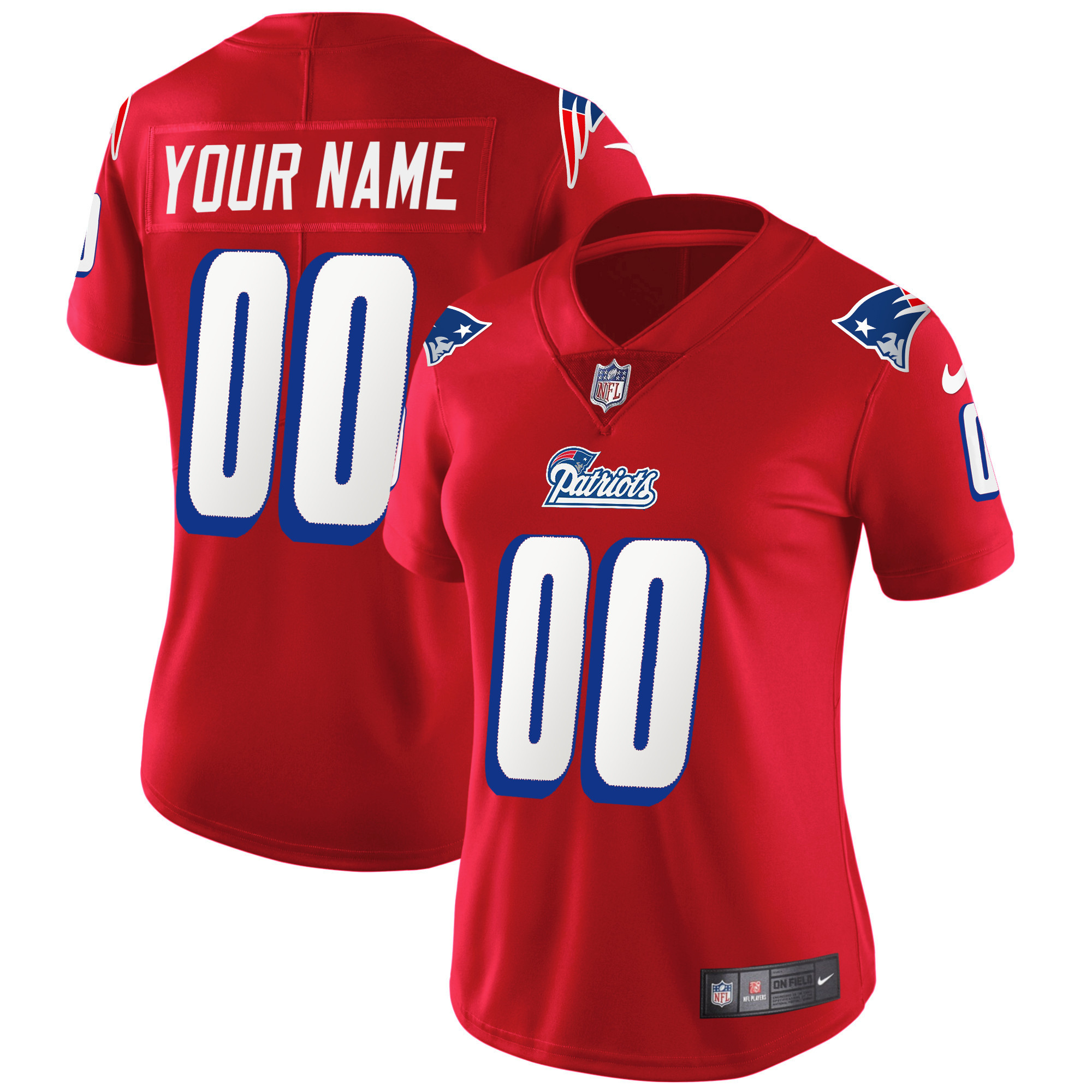 New England Patriots 1996 Throwback Limited Vapor Custom Red Jersey - All Stitched 