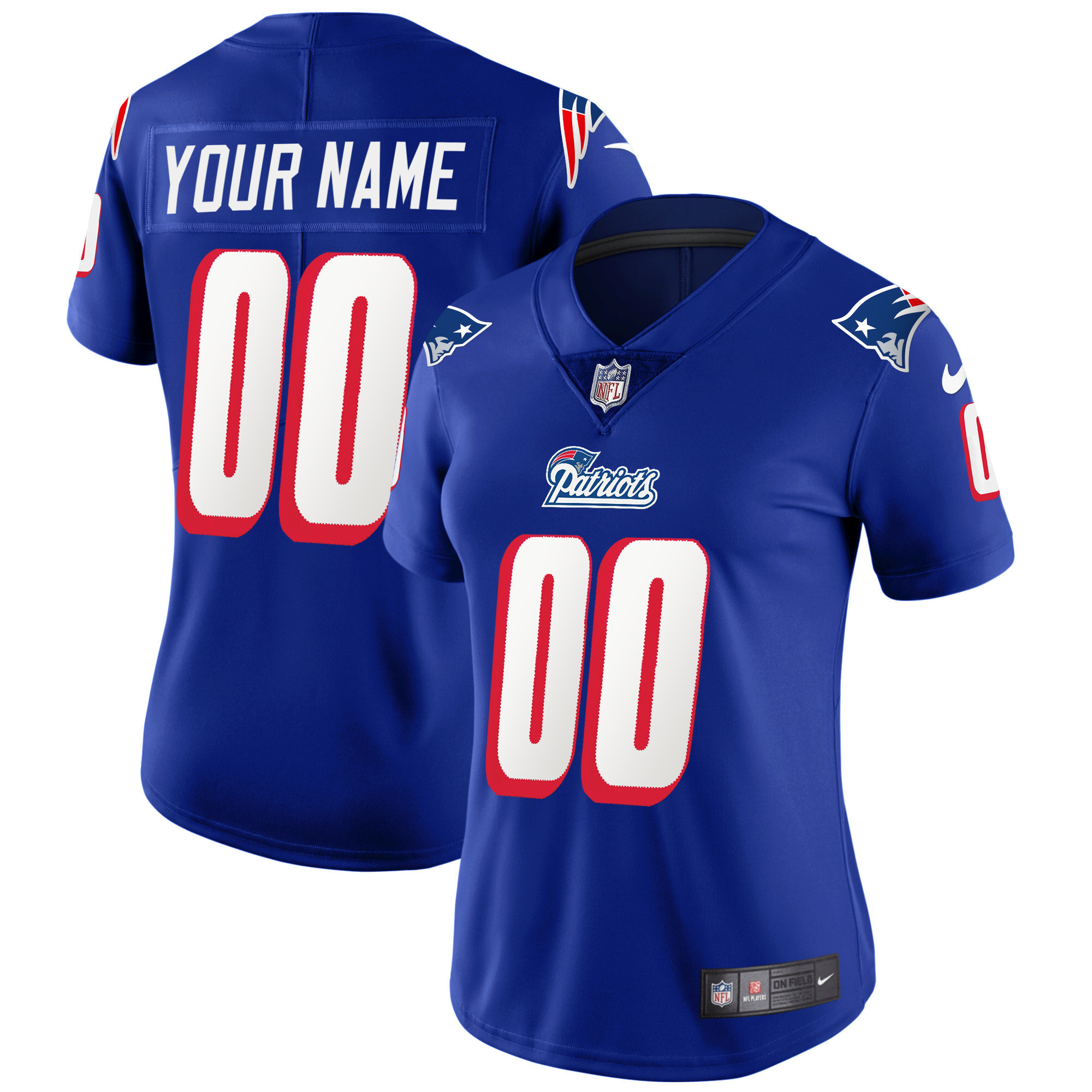 New England Patriots 1996 Throwback Limited Vapor Custom Royal Jersey - All Stitched 