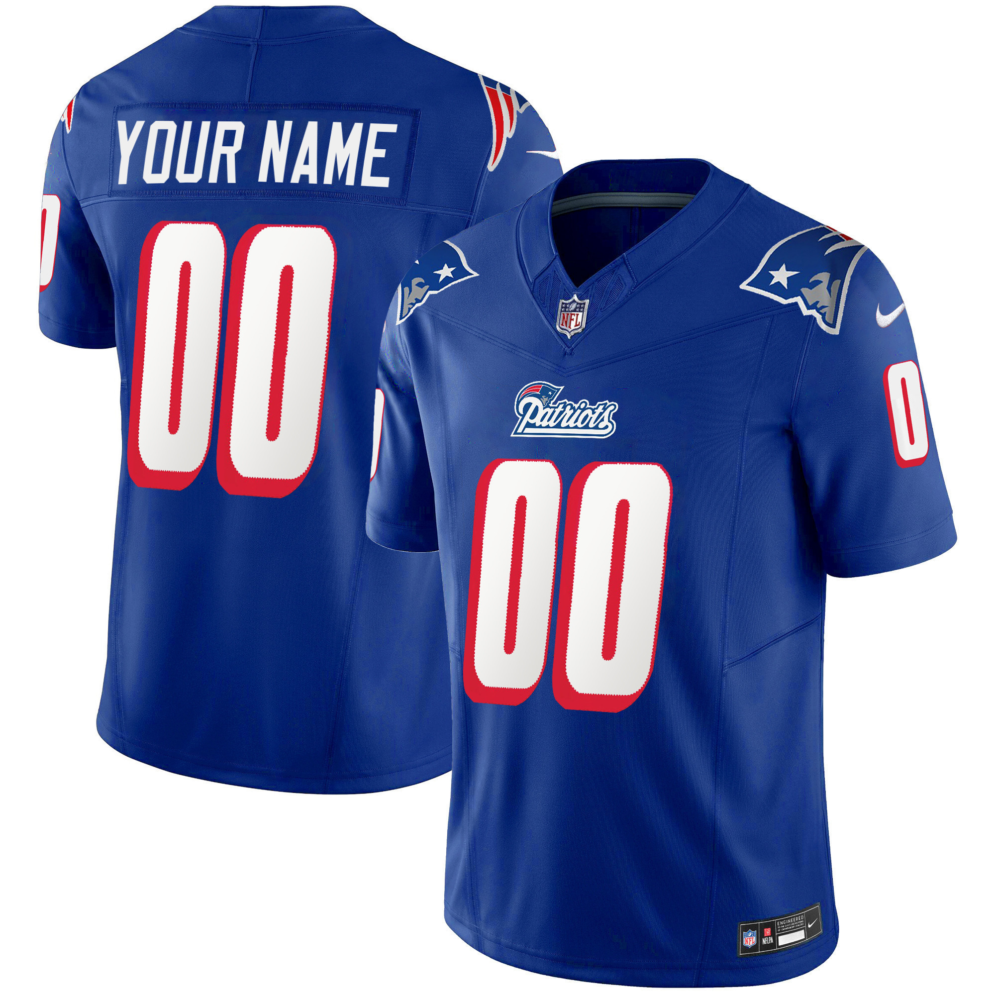 New England Patriots 1996 Throwback Limited Vapor Custom Royal Jersey - All Stitched 