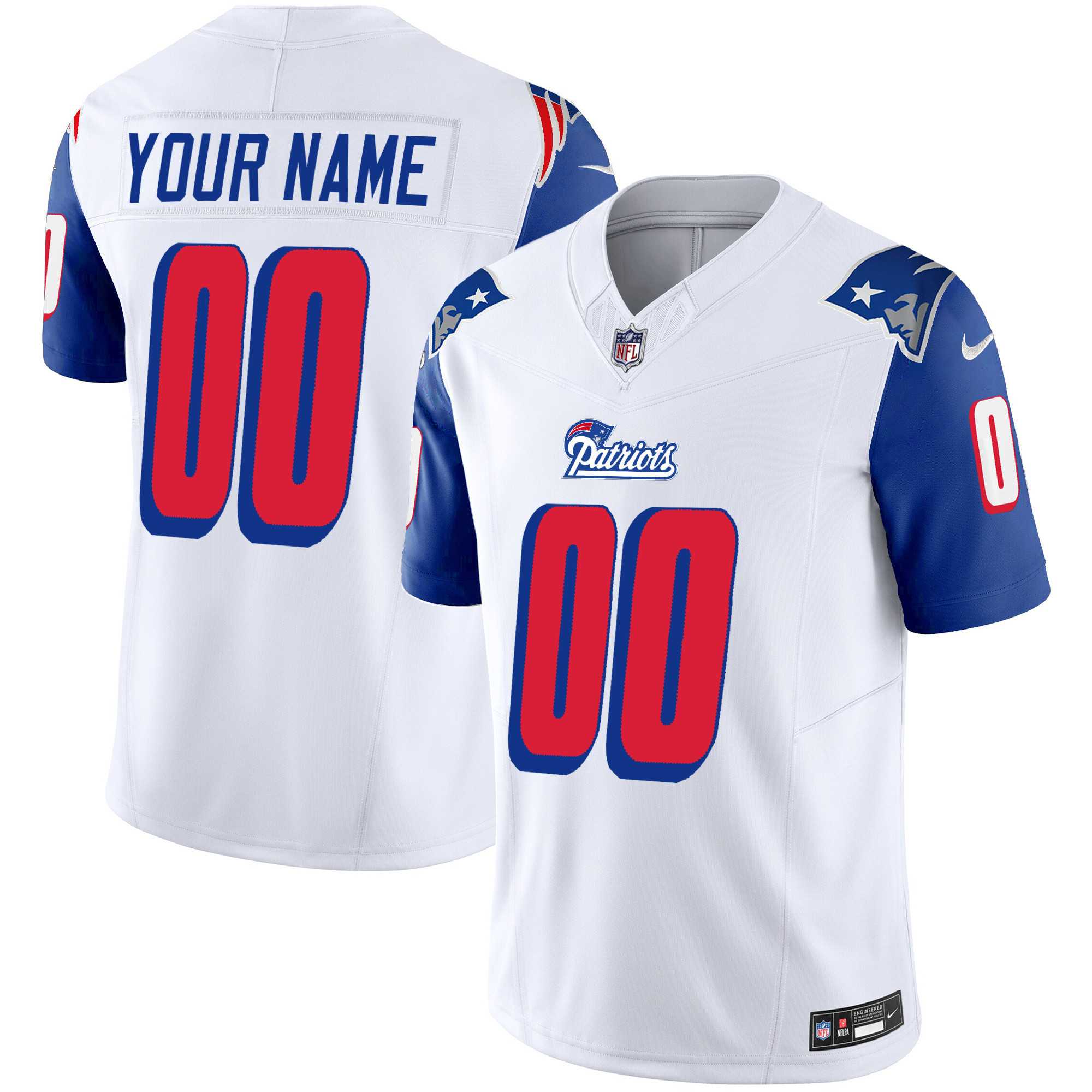 New England Patriots 1996 Throwback Limited Vapor Custom Royal Sleeves Jersey - All Stitched 