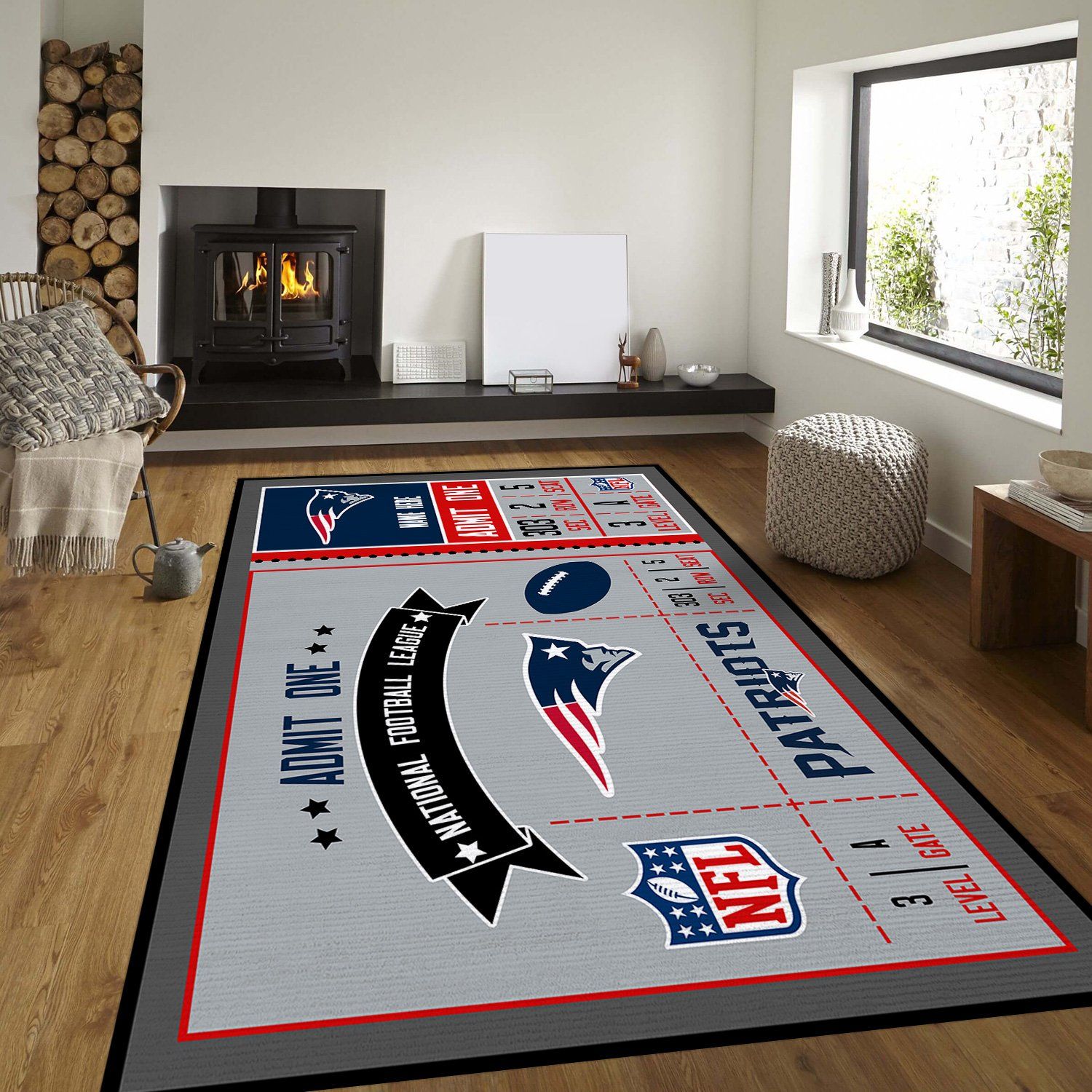 New England Patriots Bedroom Rectangle Rug – Custom Size And Printing