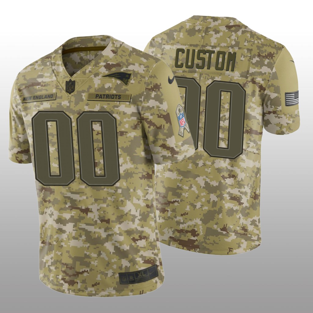 New England Patriots Custom #00 Salute to Service Limited Jersey - Camo