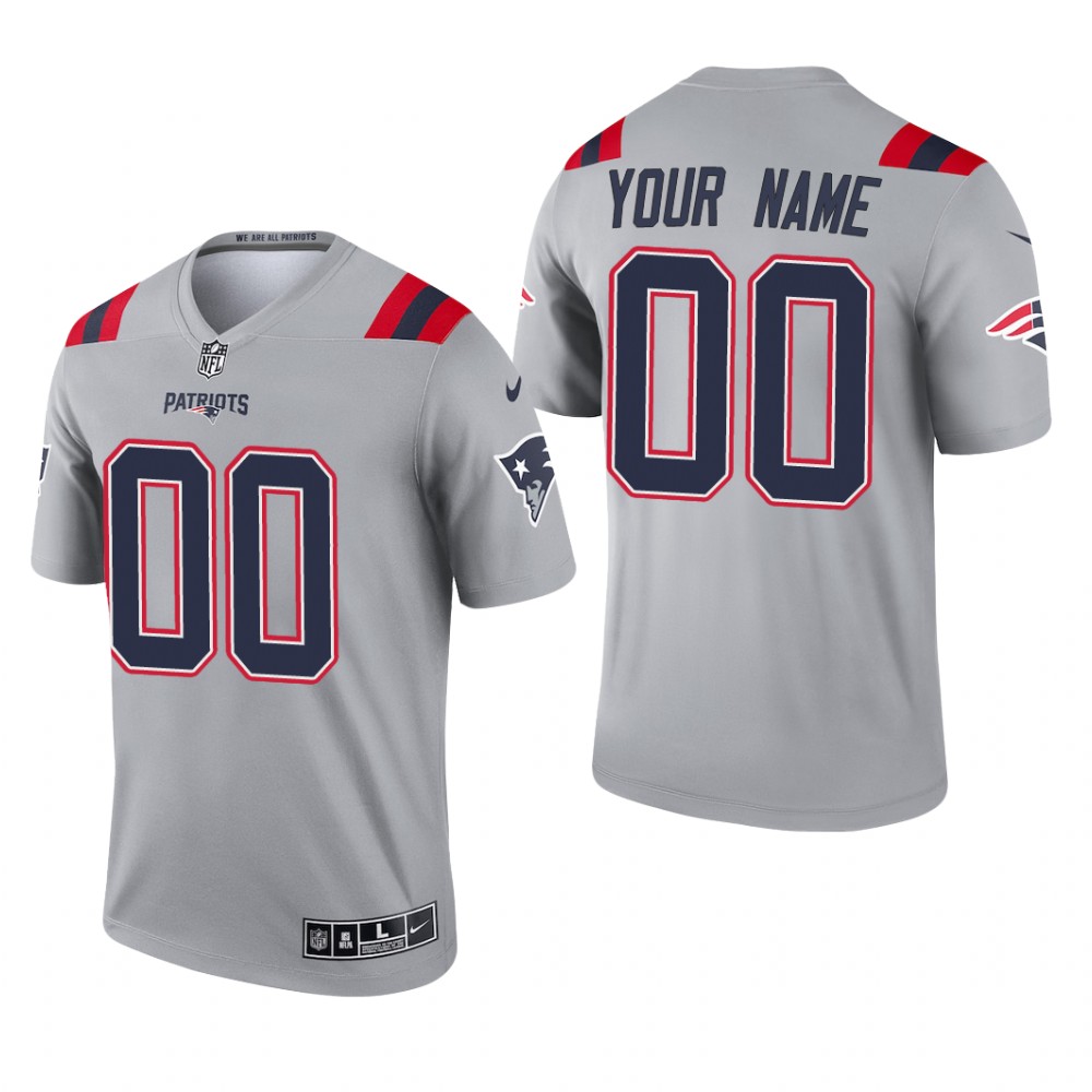 New England Patriots Custom Gray Jersey Inverted Legend - Men's