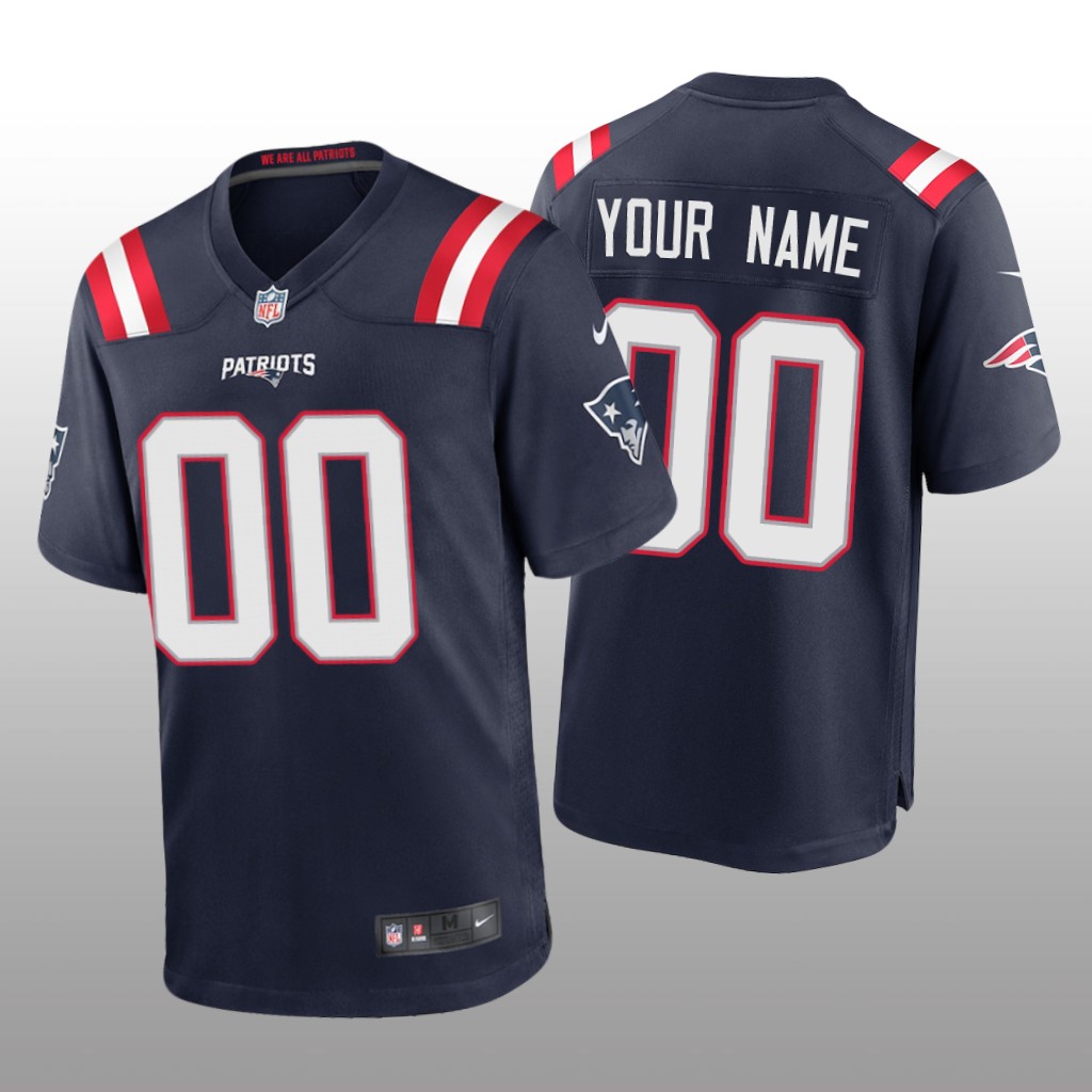 New England Patriots Custom Navy Jersey Game - Men's