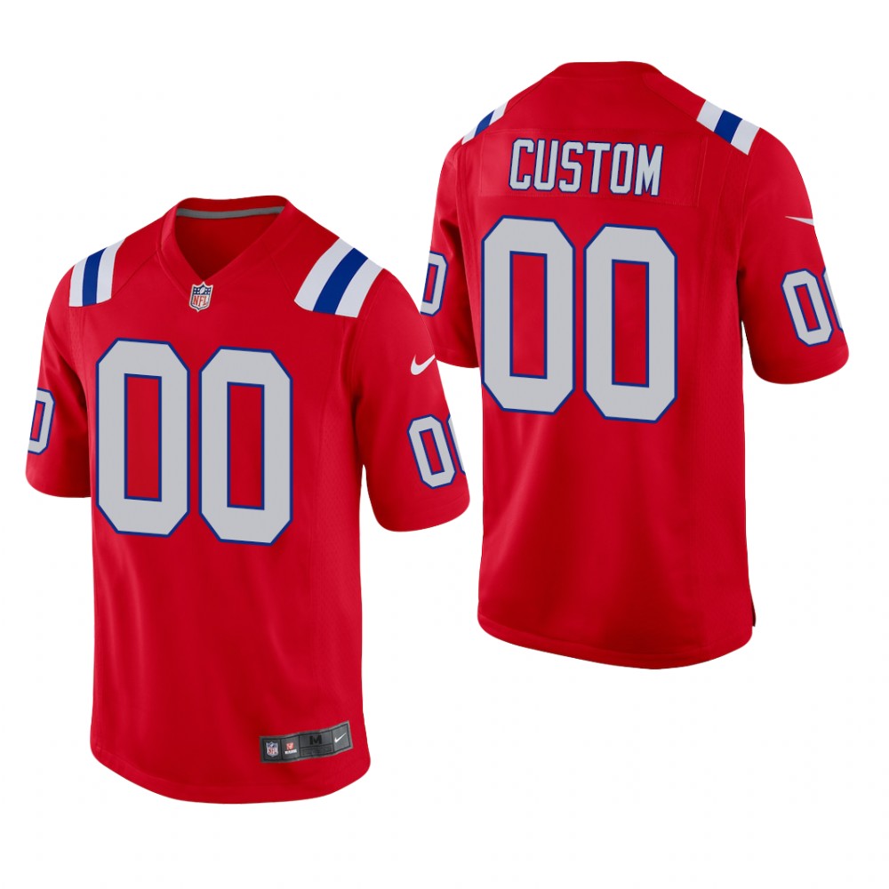 New England Patriots Custom Red Jersey Alternate Game - Men's