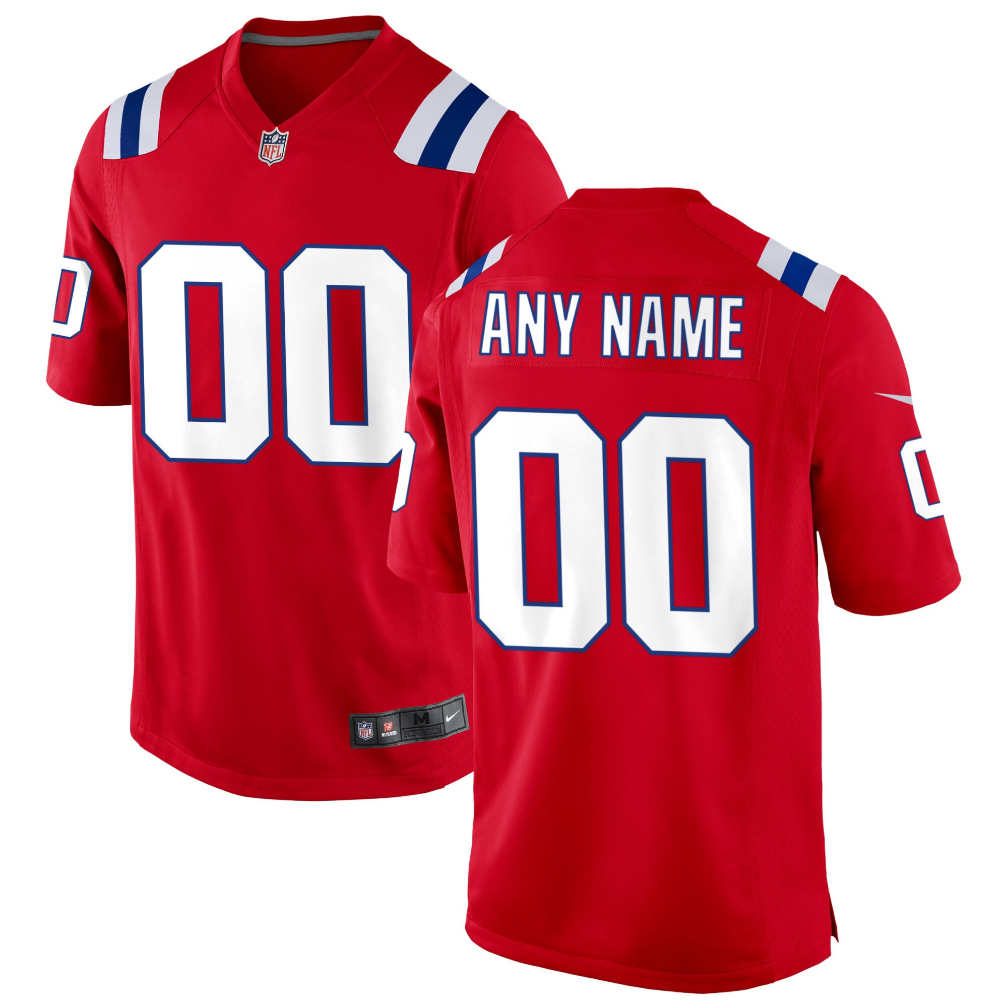 New England Patriots Custom Red Red Jersey - All Stitched 