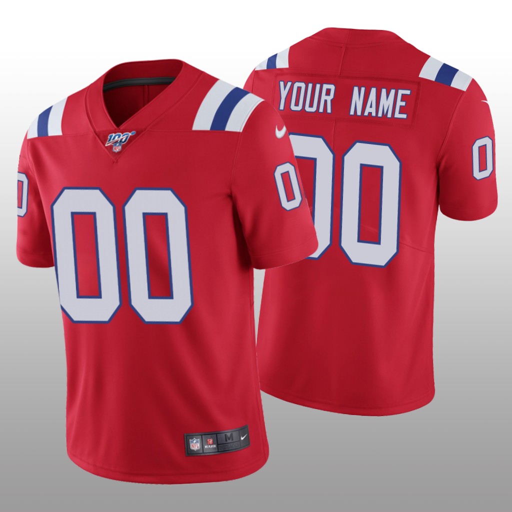 New England Patriots Custom Red Vapor Limited Jersey 100th Season - Men's