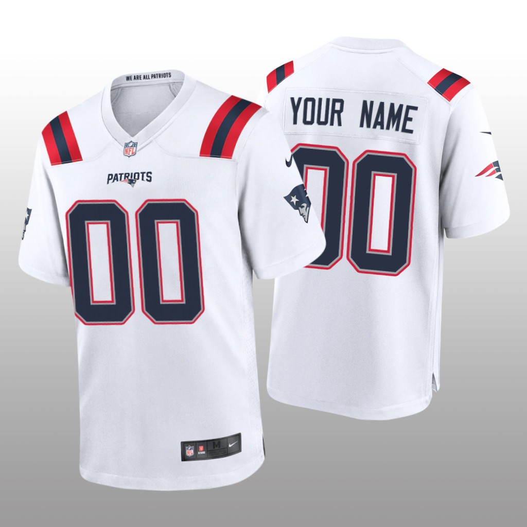 New England Patriots Custom White Jersey Game - Men's