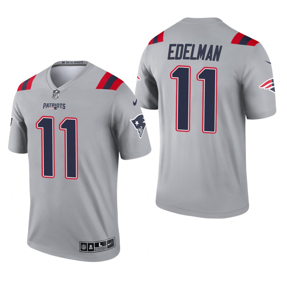 New England Patriots Julian Edelman Gray Jersey Inverted Legend - Men's