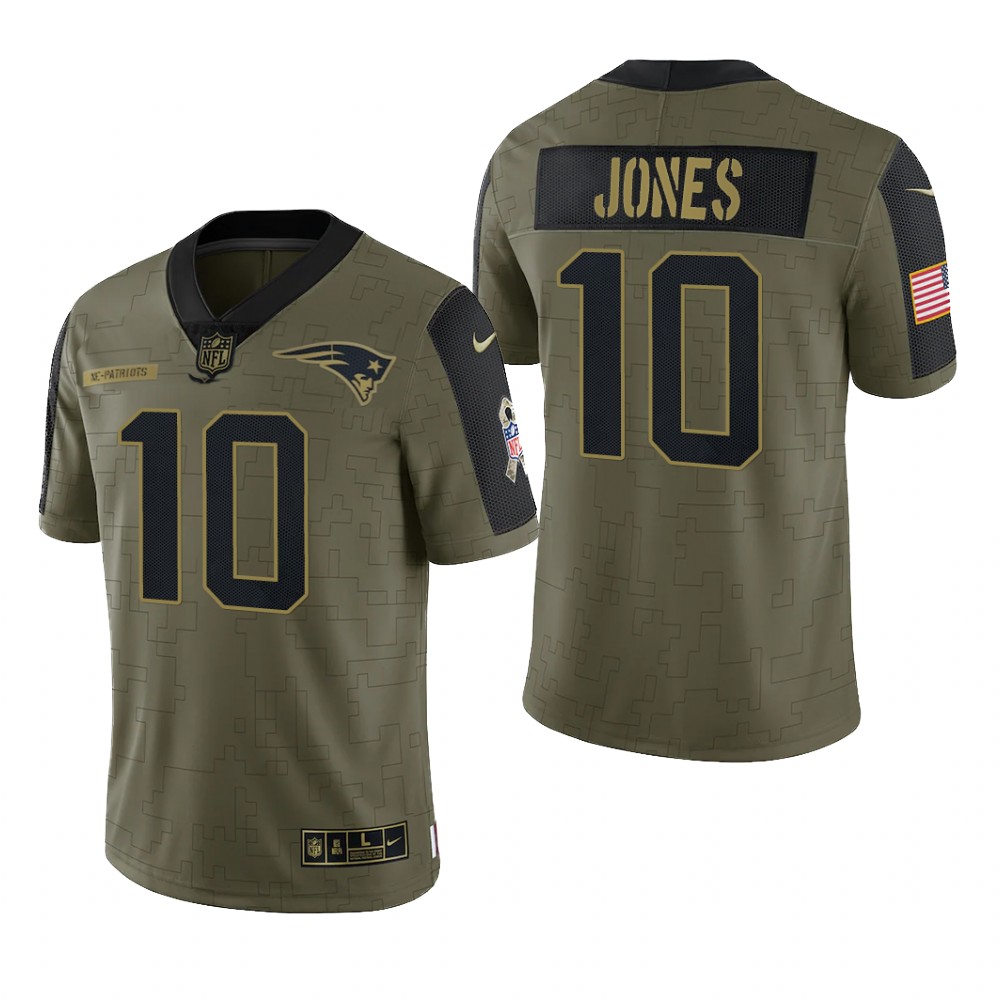 New England Patriots Mac Jones Olive Limited Jersey 2021 Salute To Service - Men's