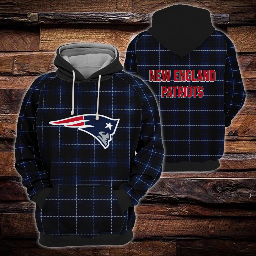 New England Patriots Plaid Hoodie 3D Gift For Fans