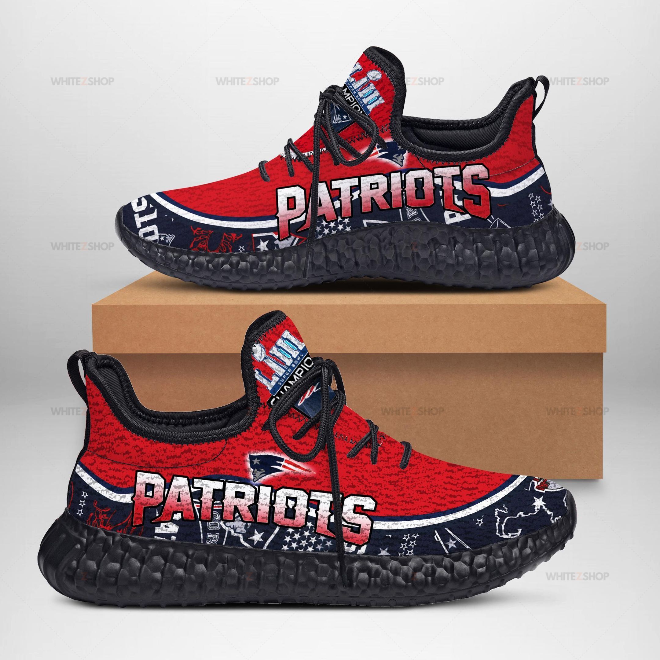 New England Patriots Red Color Limited Edition Men’S And Women’S Black White Sole And Shoelaces Reze Shoes