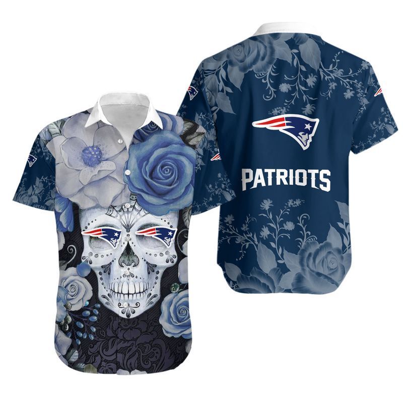 New England Patriots Skull04 Hawaiian Shirt