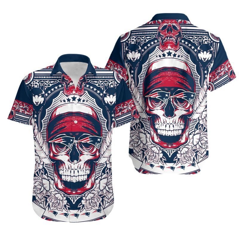New England Patriots Skull Hawaiian Shirt