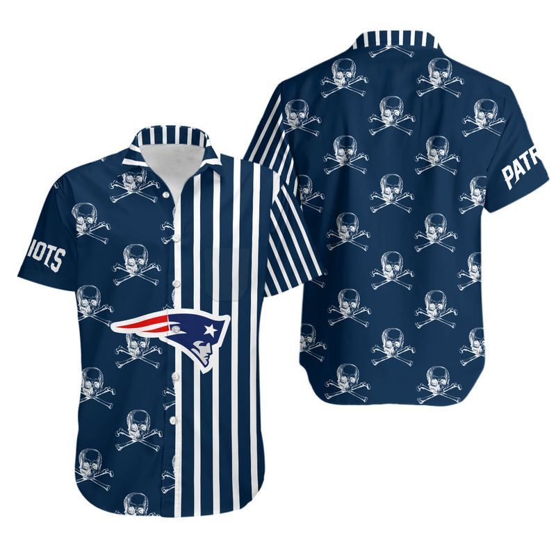 New England Patriots Stripes and Skull Hawaiian Shirt