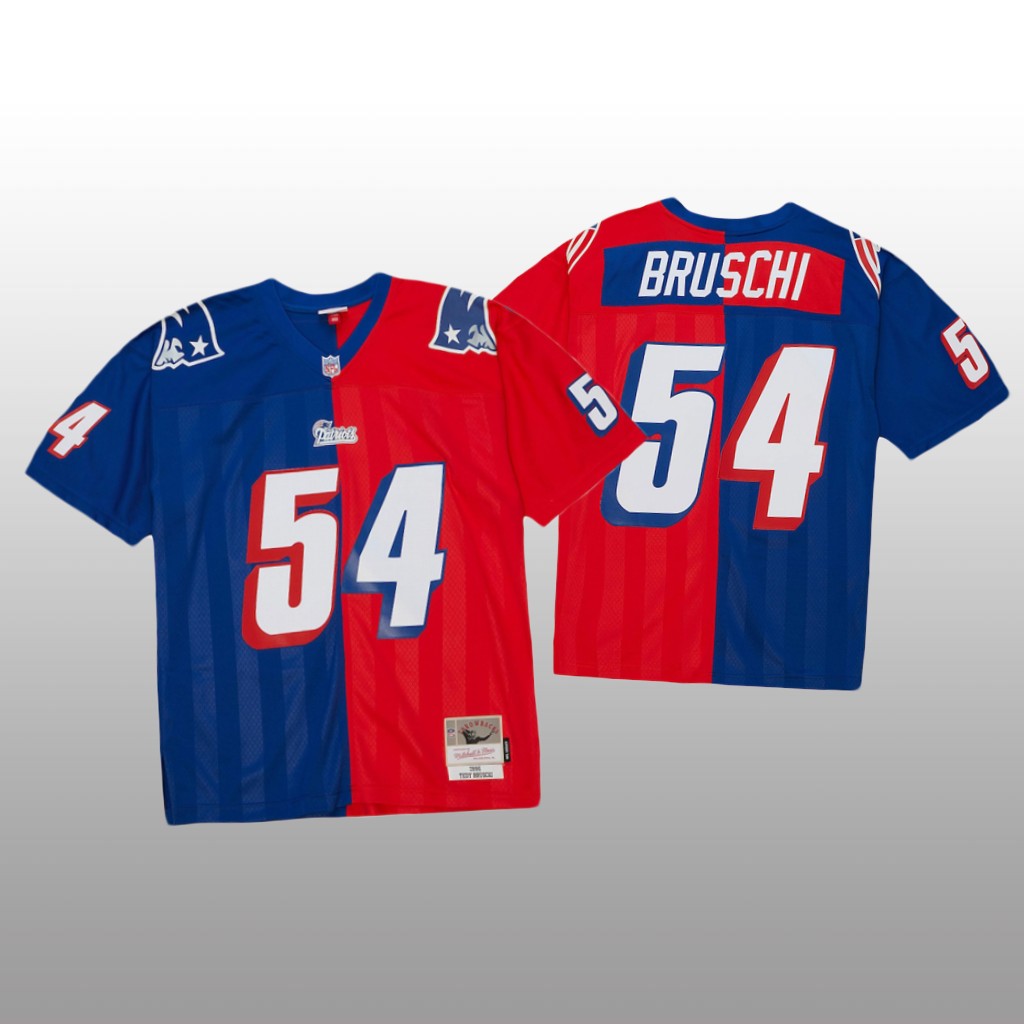 New England Patriots Tedy Bruschi Royal Red 1996 Split Legacy - Men's