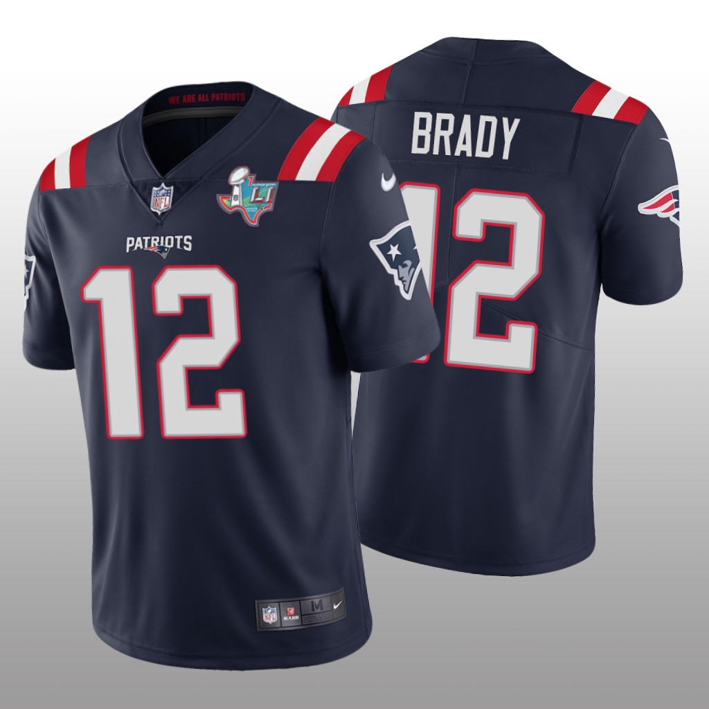 New England Patriots Tom Brady Navy Jersey Super Bowl LI Patch - Men's