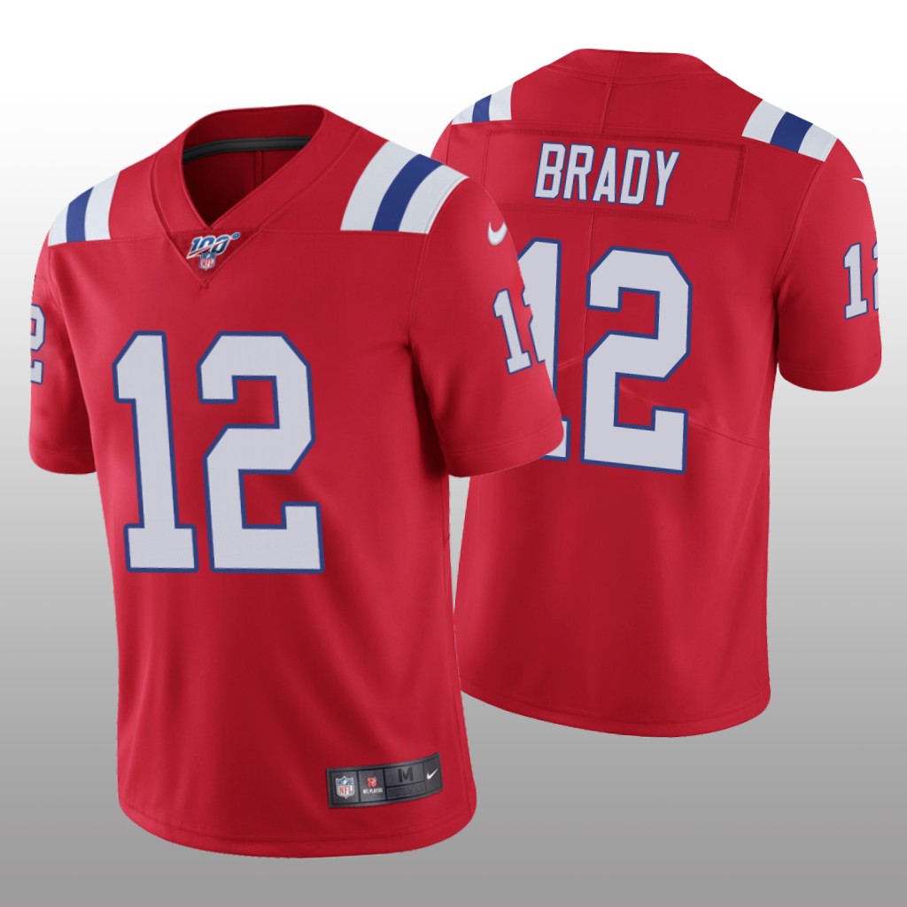 New England Patriots Tom Brady Red Vapor Limited Jersey 100th Season - Men's