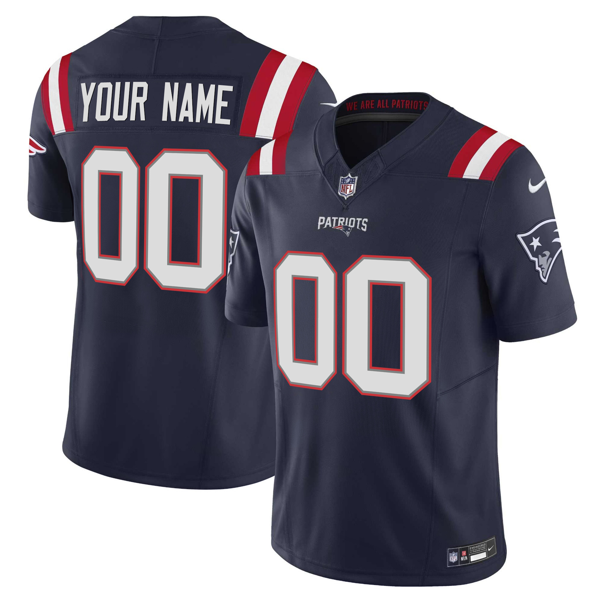 New England Patriots Vapor Limited Custom Navy Jersey - All Stitched 