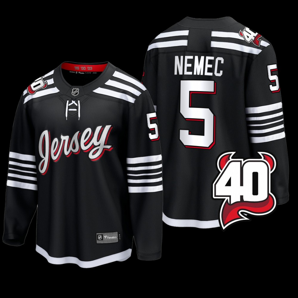 New Jersey Devils #5 Simon Nemec Black Alternate 40th Anniversary Jersey