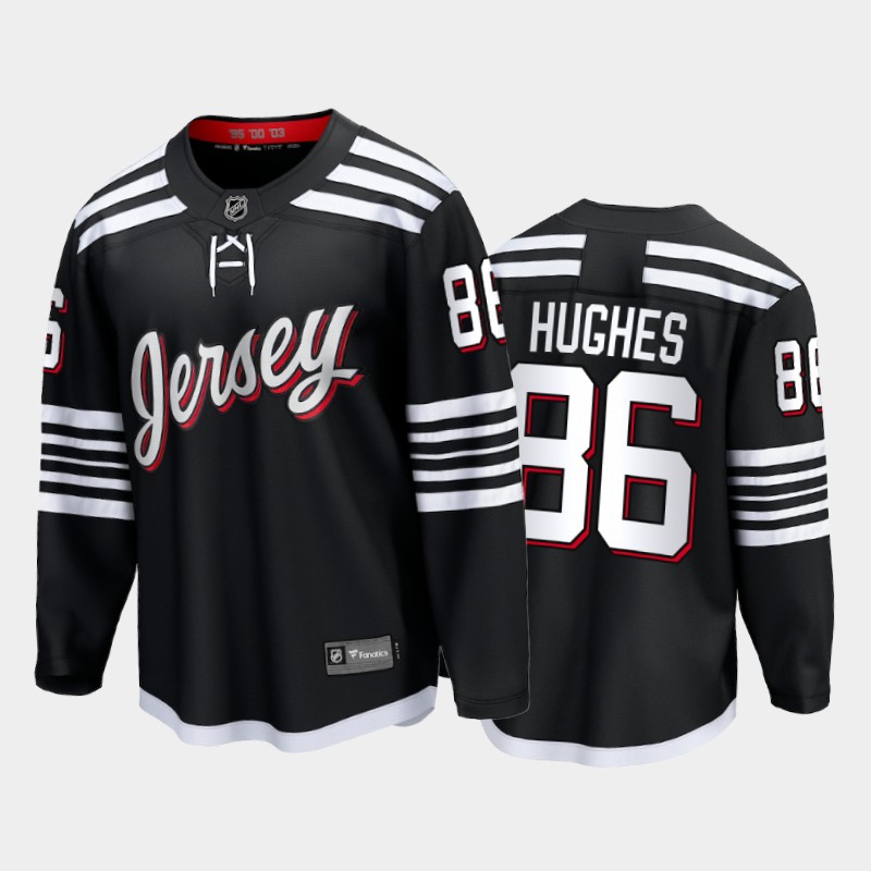 New Jersey Devils #86 Jack Hughes Black 2022 Alternate Premier Jersey