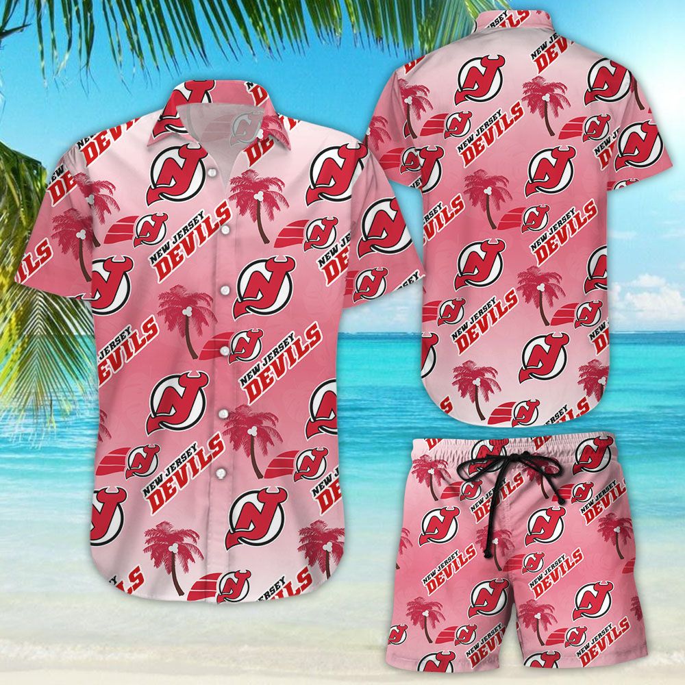 New Jersey Devils All Over Print Hawaiian Aloha Shirt Hawaiians Beach Shirt