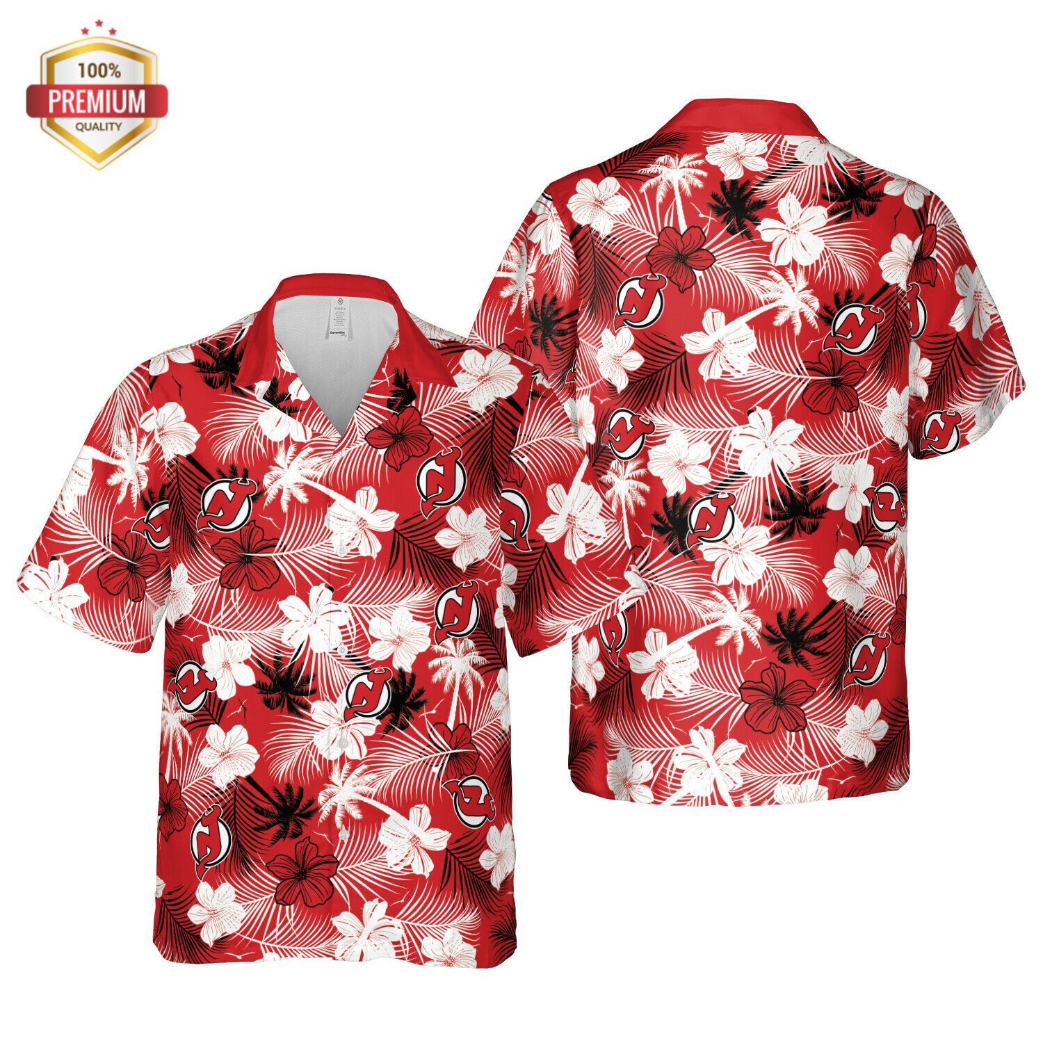 New Jersey Devils Hawaii Floral Pattern Shirt Hawaiian Beach Shirt
