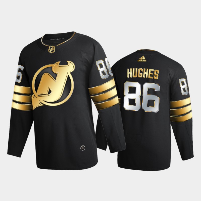 New Jersey Devils jack hughes #86 2020-21 Golden Edition Black Limited Jersey