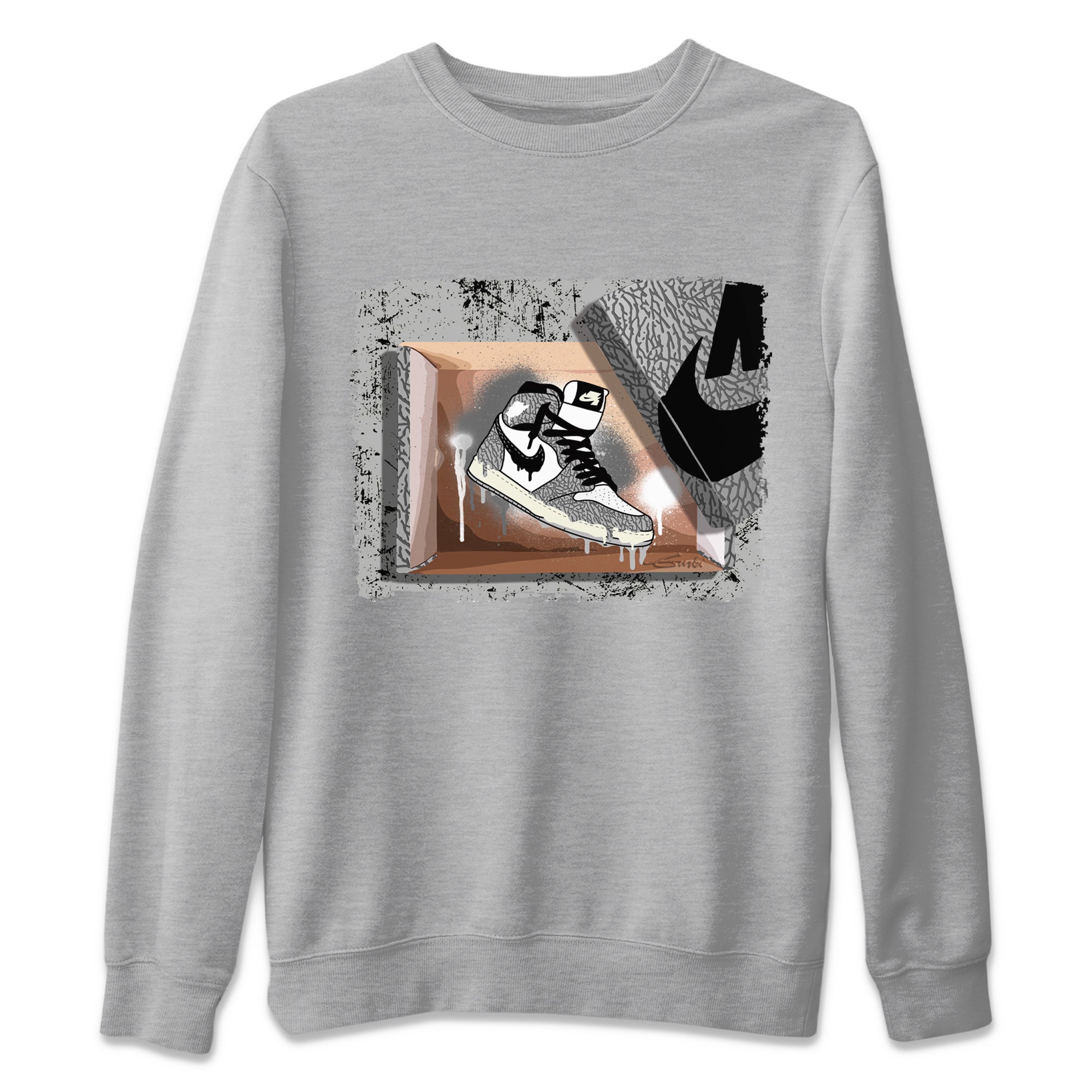 New Kicks Unisex Sweater – Air Jordan 1 White Cement, Sneakers Matching Sweater