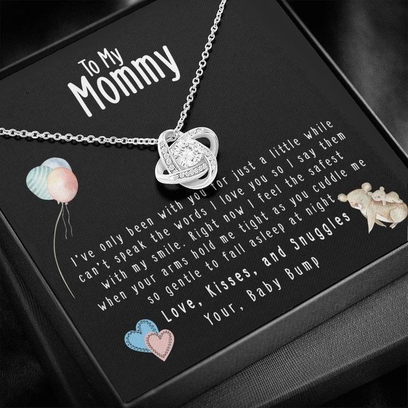 New Mom Baby Bump I Love You So I Say Them With My Smile Love Knot Necklace Gift For Mom