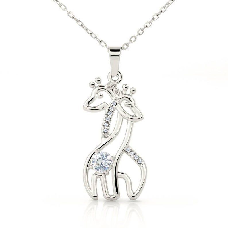 New Mom Giraffe Love Necklace Pregnancy New Mom Gift, First Time Mom Necklace New Mommy Gift, Mom To Be Necklace New Mom Gift Jewelry,