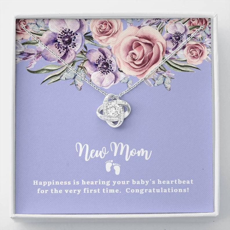New Mom Happiness Very First Time Love Knot Necklace Gift For Mom