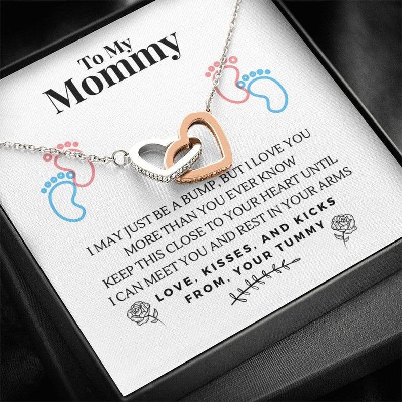 New Mom Interlocking Heart Necklace First Time Mom Pregnancy Gift, New Mom Gift Jewelry, New Mommy Necklace Gift, Necklace For New Mom