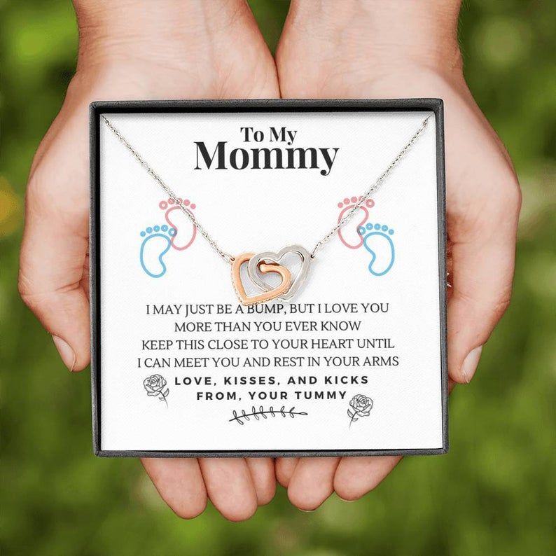 New Mom Interlocking Heart Necklace First Time Mom Pregnancy Gift, New Mom Gift Jewelry, New Mommy Necklace Gift, Necklace For New Mom