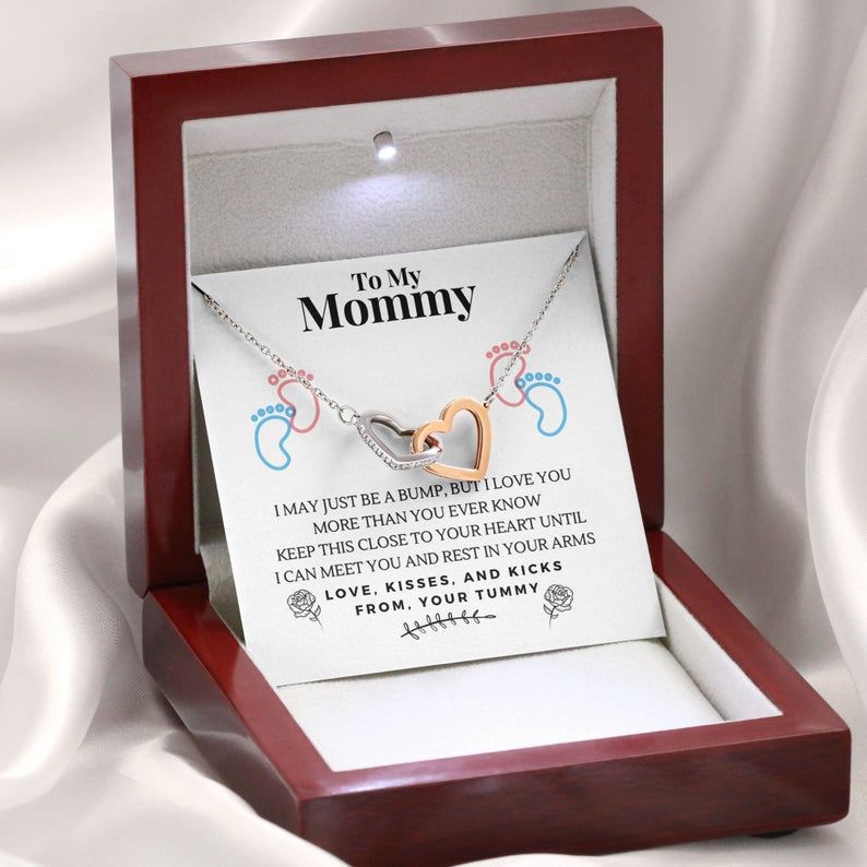 New Mom Interlocking Heart Necklace First Time Mom Pregnancy Gift, New Mom Gift Jewelry, New Mommy Necklace Gift, Necklace For New Mom