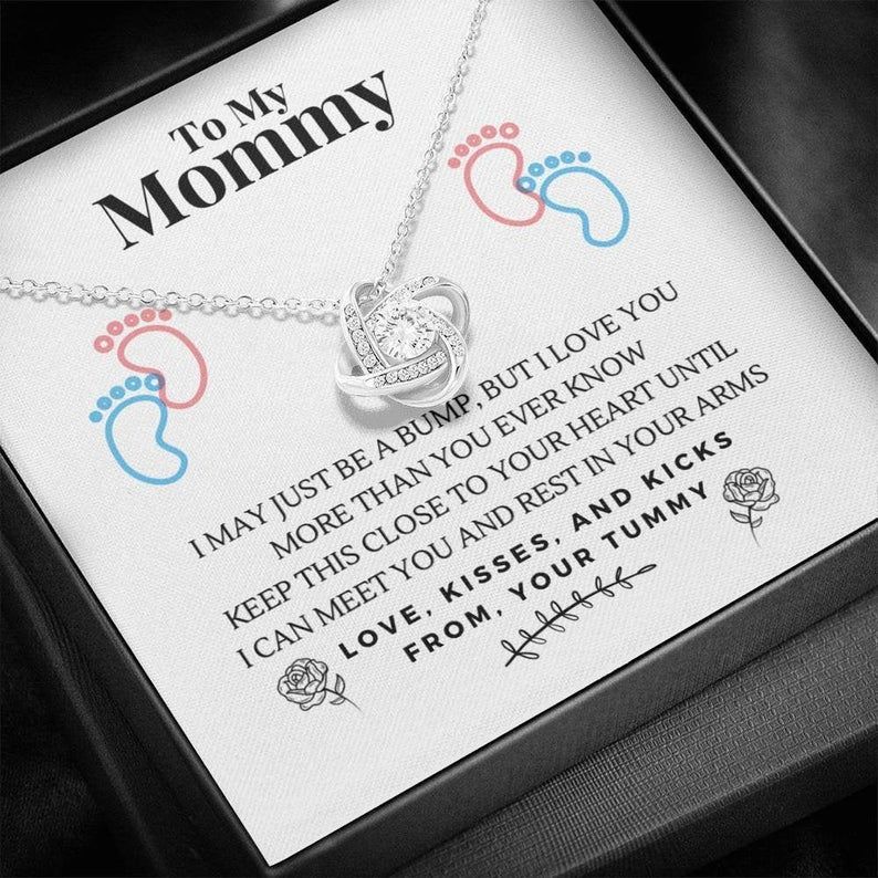 New Mom Love Knot Necklace, Gift For New Mom, New Mom Gift Jewelry, First Time Mom Necklace Baby Bump Gifts, Baby Shower