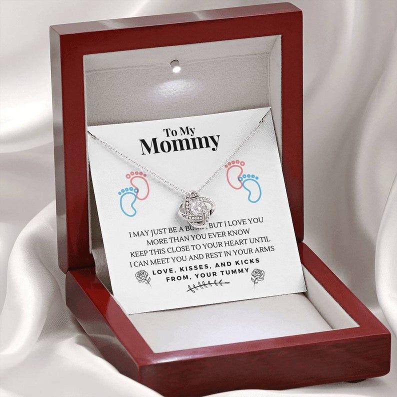New Mom Love Knot Necklace, Gift For New Mom, New Mom Gift Jewelry, First Time Mom Necklace Baby Bump Gifts, Baby Shower