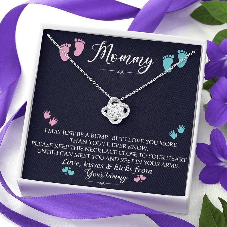 New Mommy Love Knot Necklace Gift from Baby Bump, New Mom Gift Jewelry, First Time Mom Pregnancy Gift, First Time Mom Gift, Mommy To Be