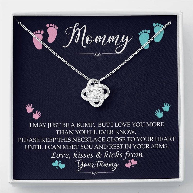 New Mommy Love Knot Necklace Gift from Baby Bump, New Mom Gift Jewelry, First Time Mom Pregnancy Gift, First Time Mom Gift, Mommy To Be