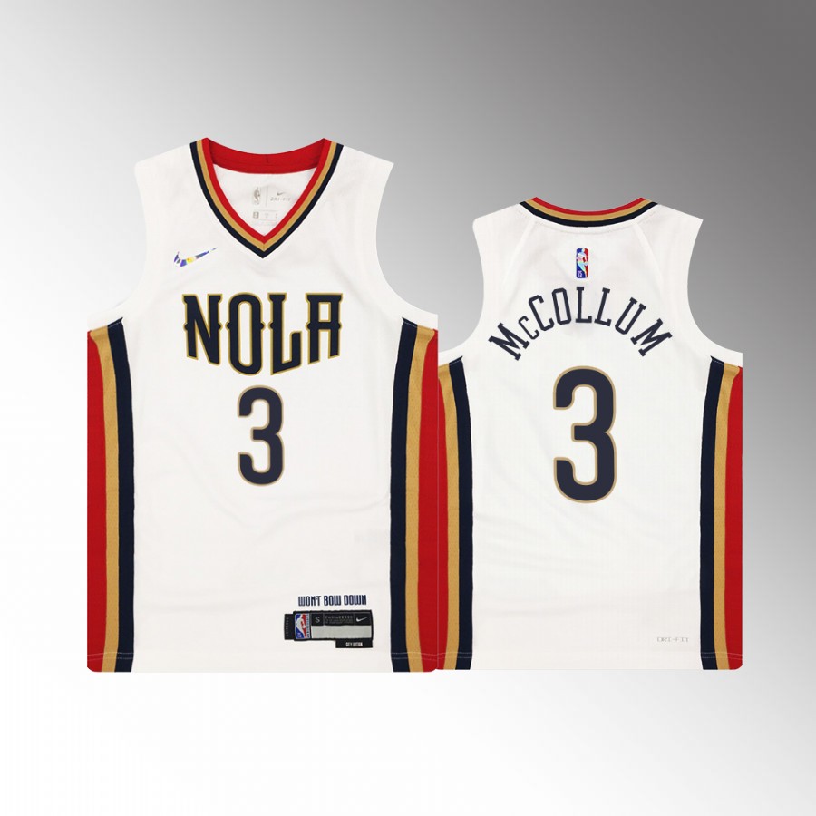 New Orleans Pelicans C.J. McCollum City Edition White Youth Jersey Diamond #3