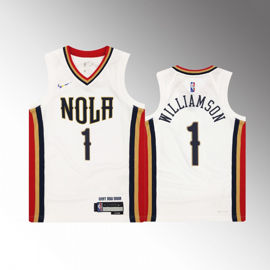New Orleans Pelicans Zion Williamson City Edition White Youth Jersey Diamond #1