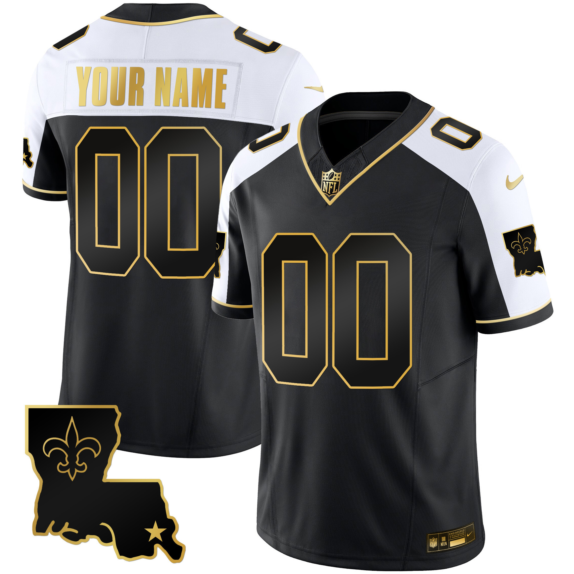 New Orleans Saints 1987 Legacy Gold Vapor Custom Alternate Jersey - All Stitched 