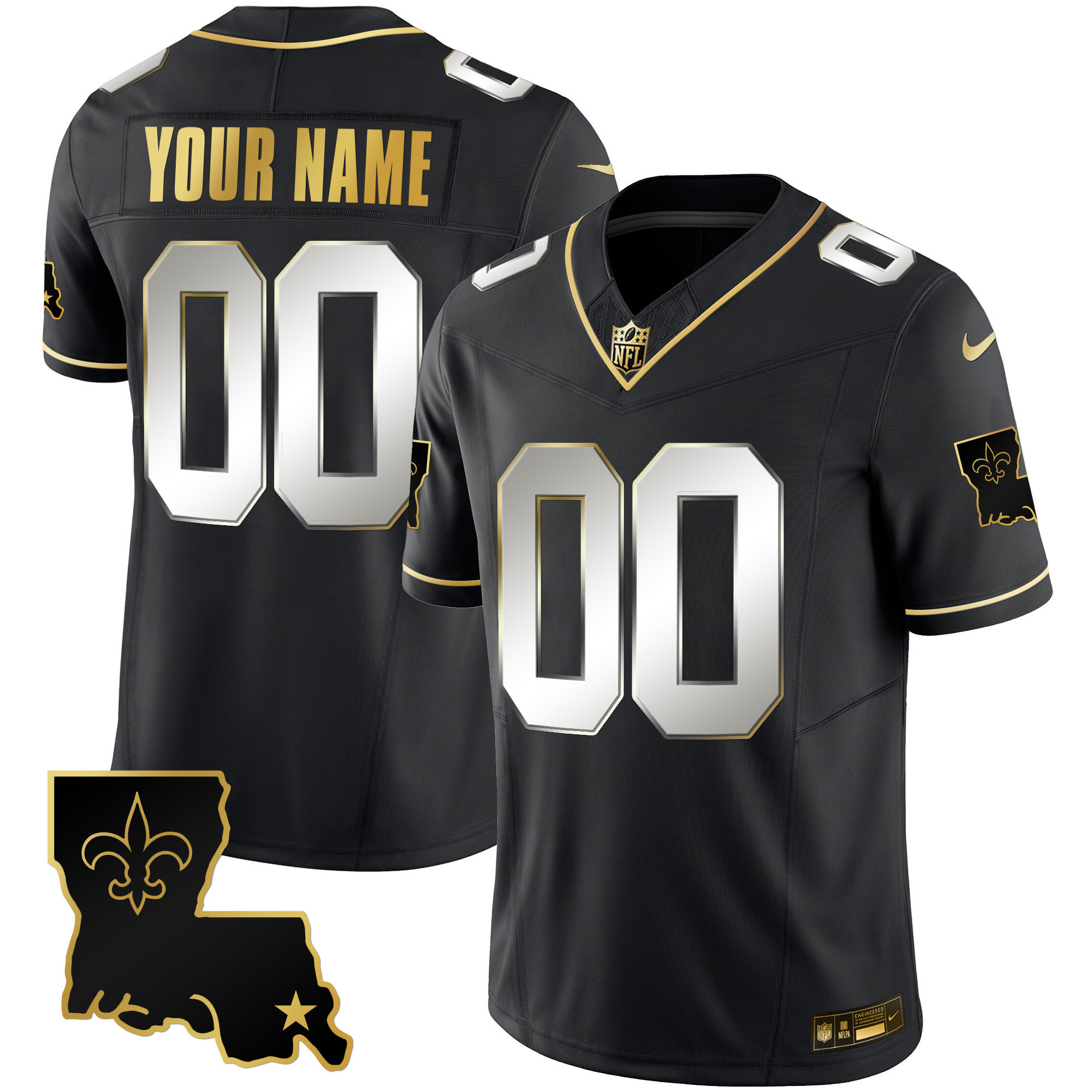 New Orleans Saints 1987 Legacy Gold Vapor Custom Black Limited Jersey - All Stitched 