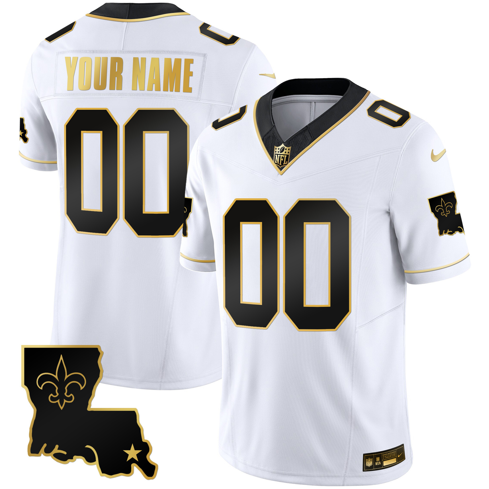 New Orleans Saints 1987 Legacy Gold Vapor Custom White Gold Jersey - All Stitched 