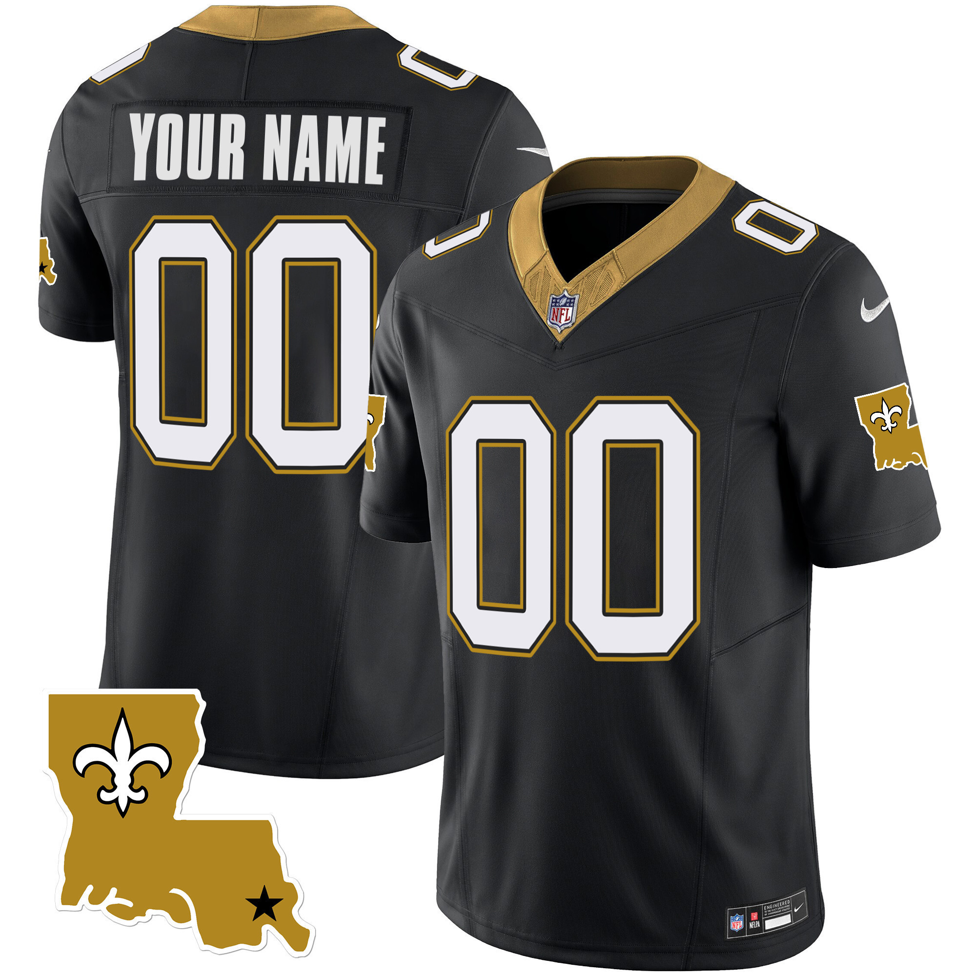 New Orleans Saints 1987 Legacy Vapor Custom Black Jersey - All Stitched 
