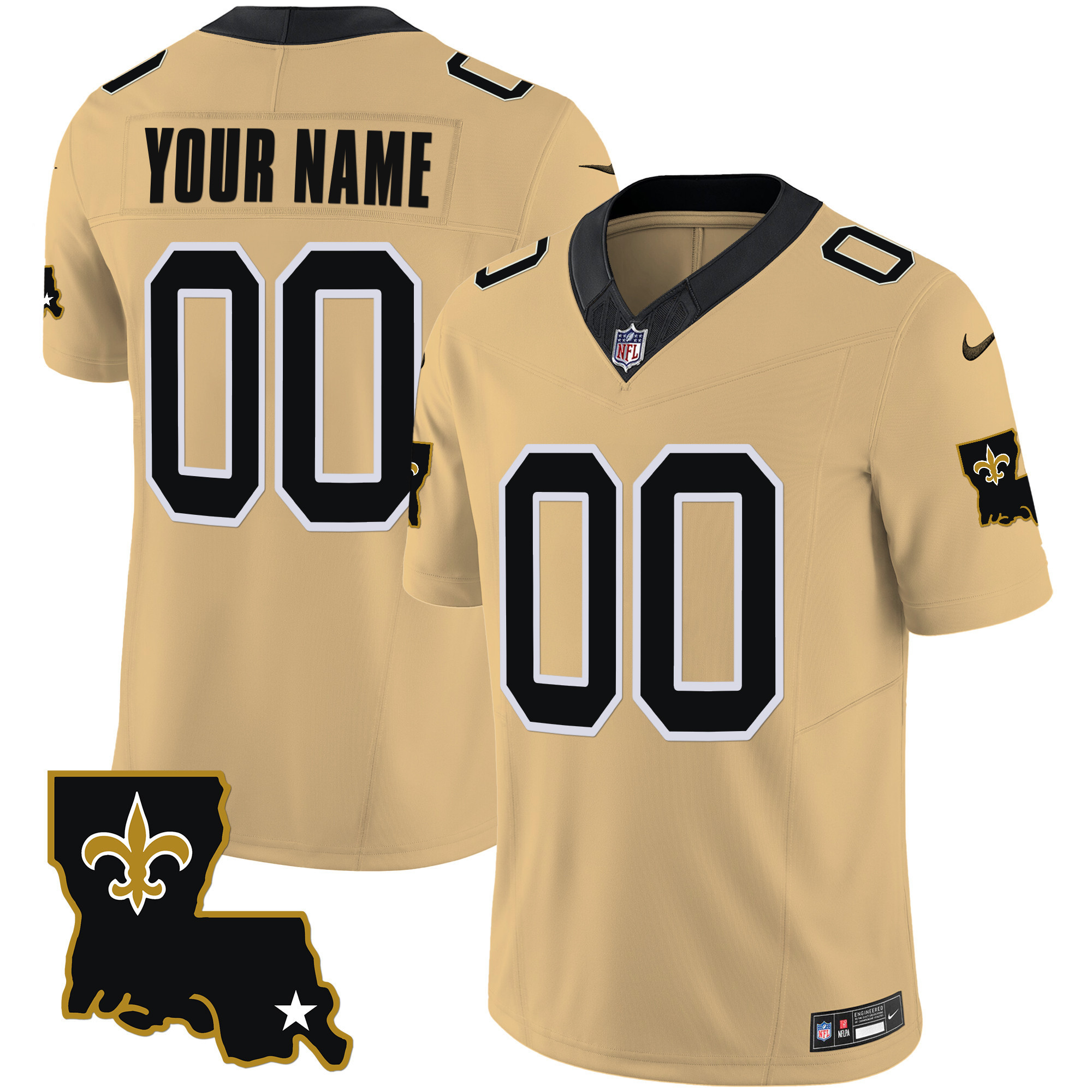New Orleans Saints 1987 Legacy Vapor Custom Gold Jersey - All Stitched 