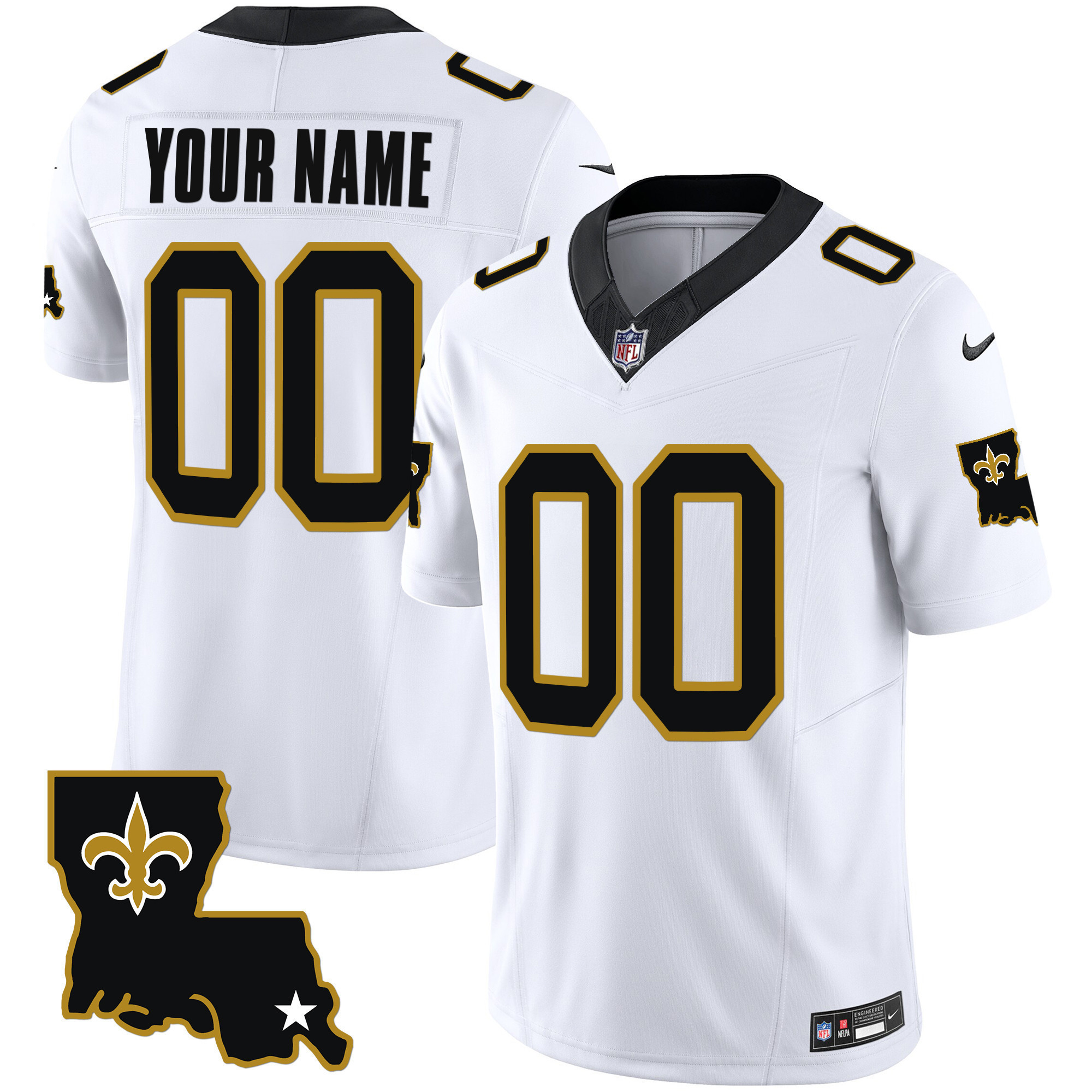 New Orleans Saints 1987 Legacy Vapor Custom White Jersey - All Stitched 